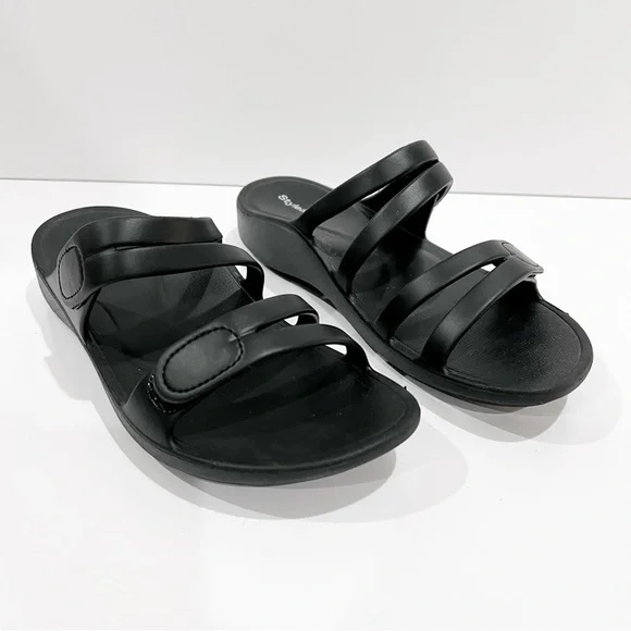 Style & Co Jessaa Double Band Slide Sandals EVA Adjustable Strap Black 9 NEW - Picture 4 of 10